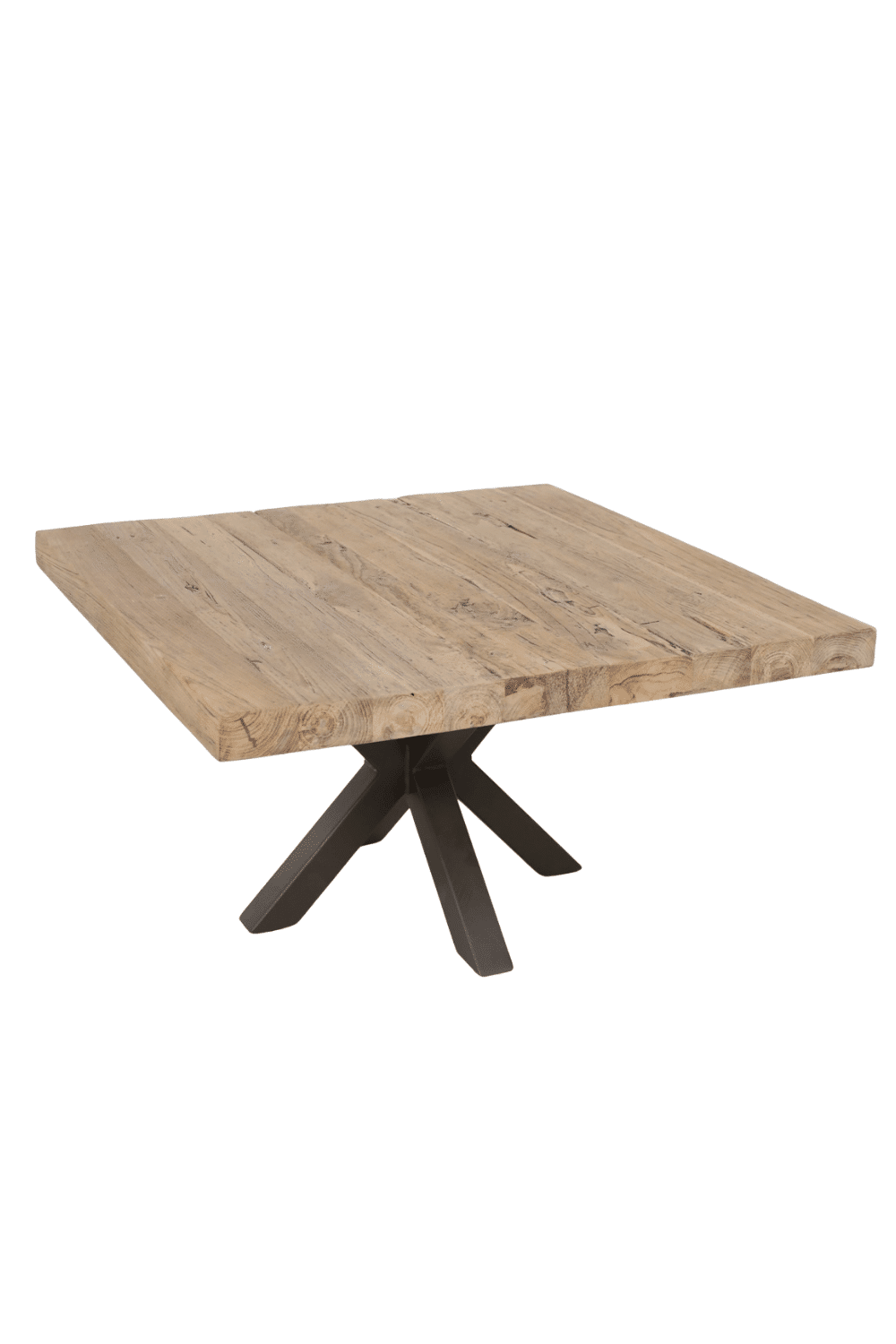 Vierkanten teak houten salontafel 80x80x46 cm cm met anodic bruine poot rural Vierkanten teak houten salontafel 80x80x46 cm cm met anodic bruine poot rural