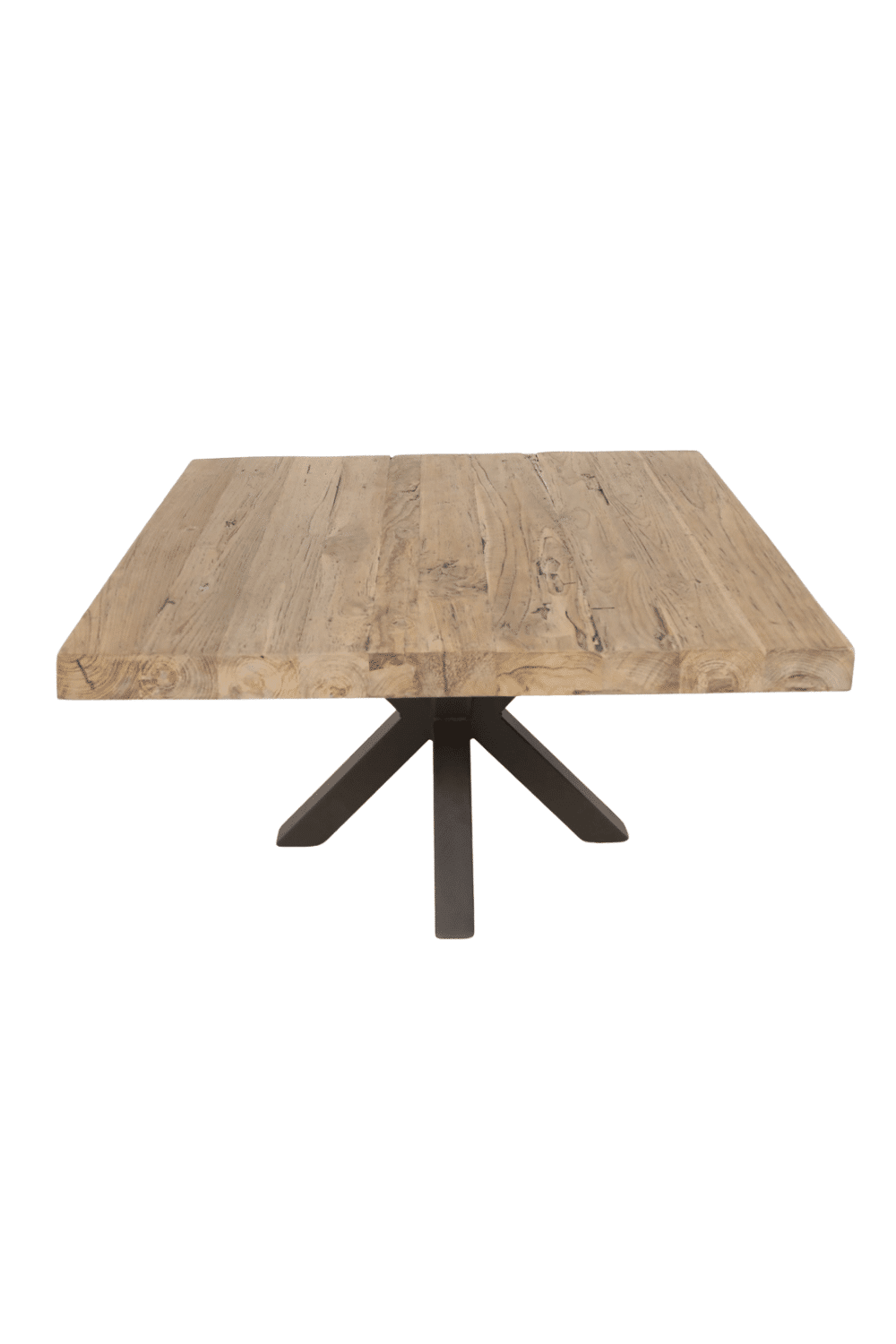 Vierkanten teak houten salontafel 80x80x46 cm cm met anodic bruine poot rural Vierkanten teak houten salontafel 80x80x46 cm cm met anodic bruine poot rural
