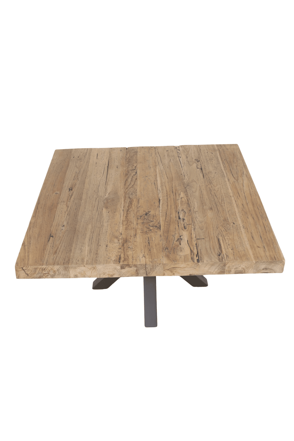 Vierkanten teak houten salontafel 80x80x46 cm cm met anodic bruine poot rural Vierkanten teak houten salontafel 80x80x46 cm cm met anodic bruine poot rural