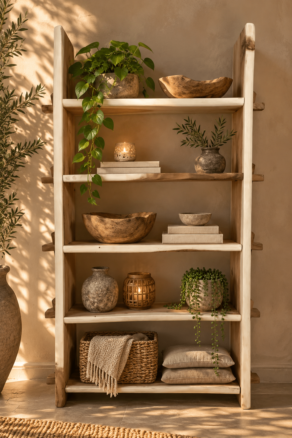 suar houten boekenrek