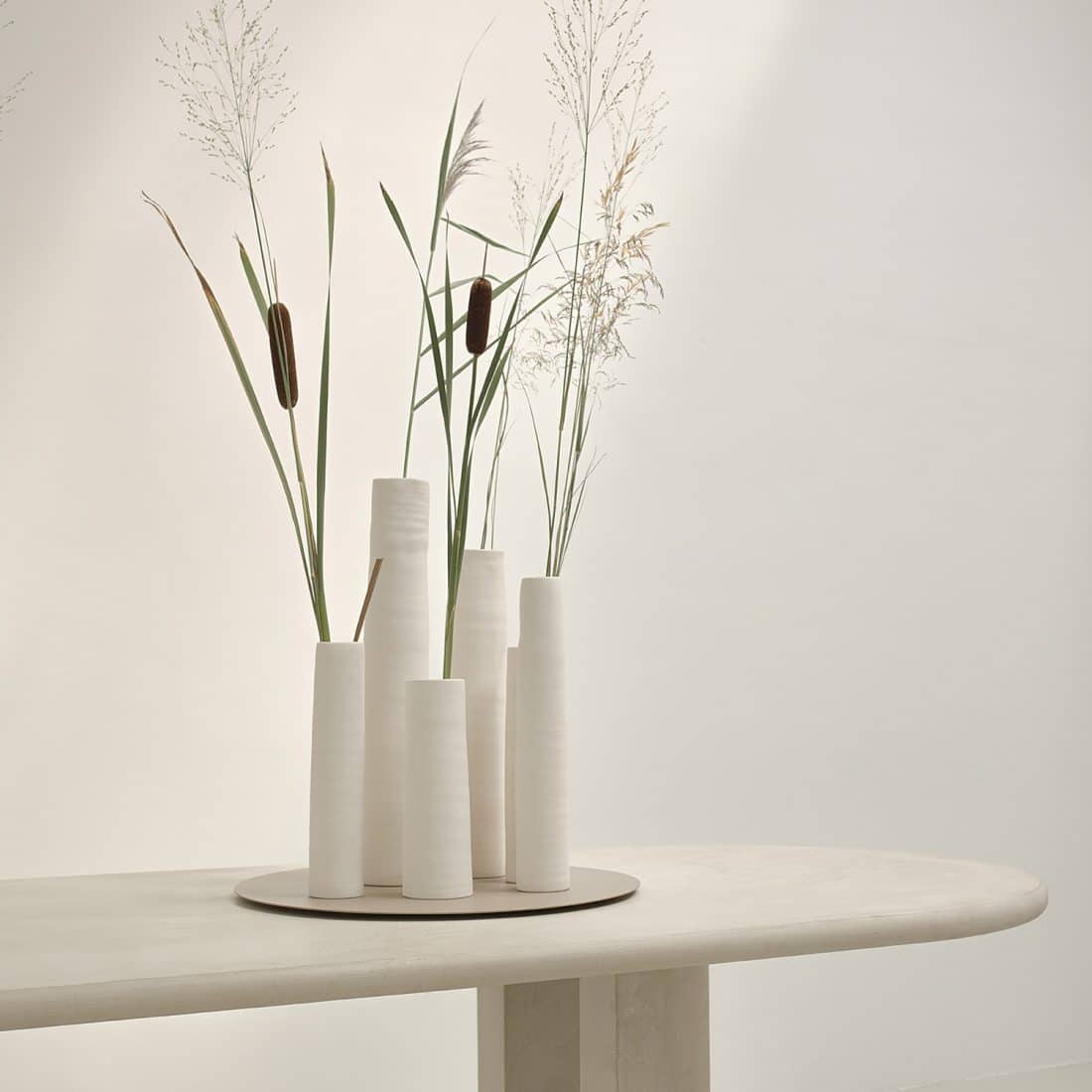 Duran Set Of 6 Vases Off White