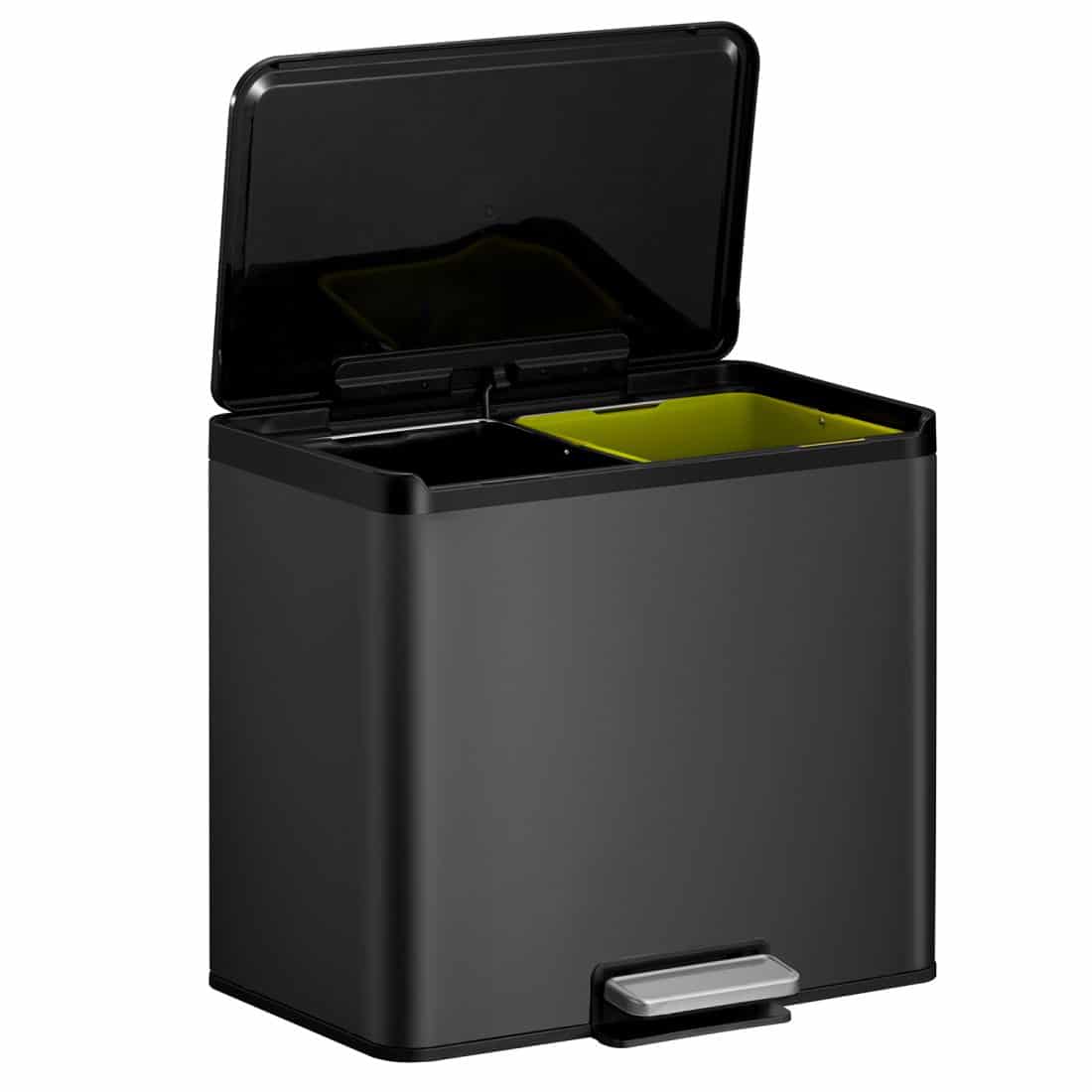 Essential Recycle Step Bin 15+15L Black