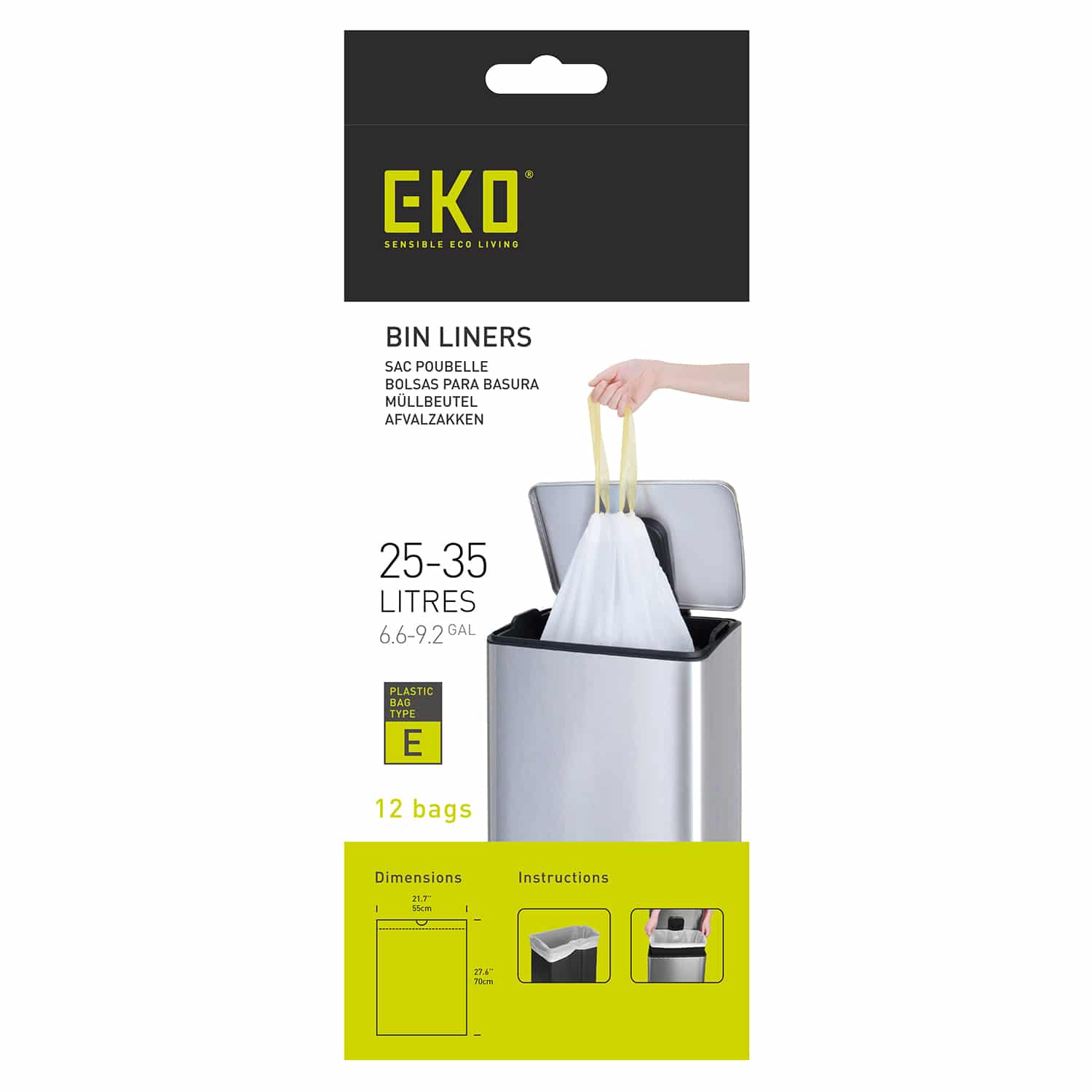 Order Drawstring Trash Bags type E 2535L White online at EKO Europe