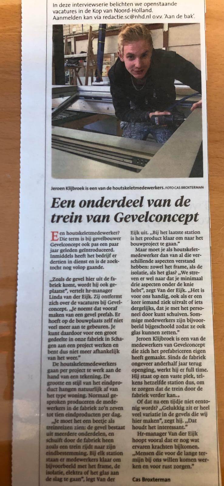 Gevelconcept krantenartikel Gevelconcept krantenartikel