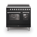 Voorraad deal - ILVE Professional Plus Inductiefornuis 90cm 2 ovens - Glanzend zwart