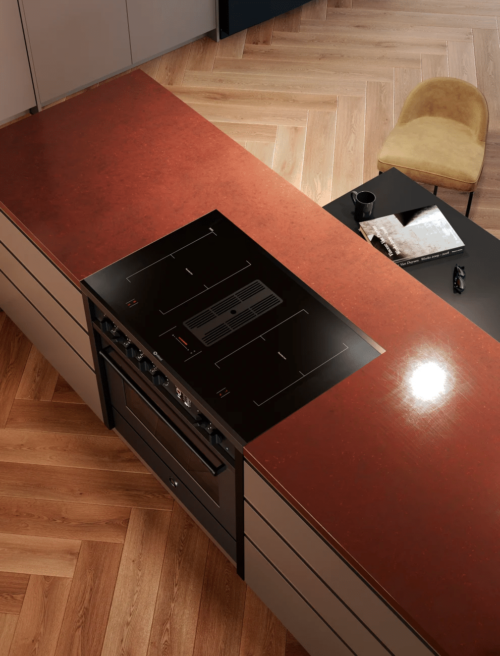 Steel Enfasi 90 cm inductiefornuis All Black met vernieuwde glasplaat