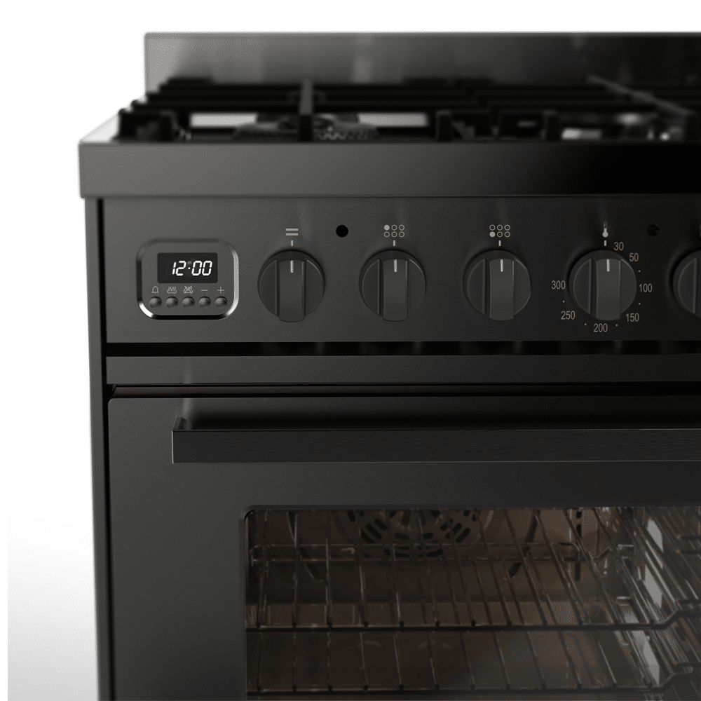 Ilve All Black Gasfornuis 90cm Dubbele Oven Met Lade
