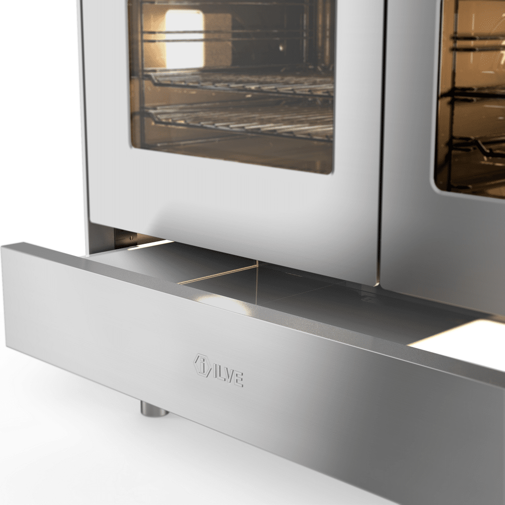 Ilve Rvs Gasfornuis 90cm Dubbele Oven Met Lade