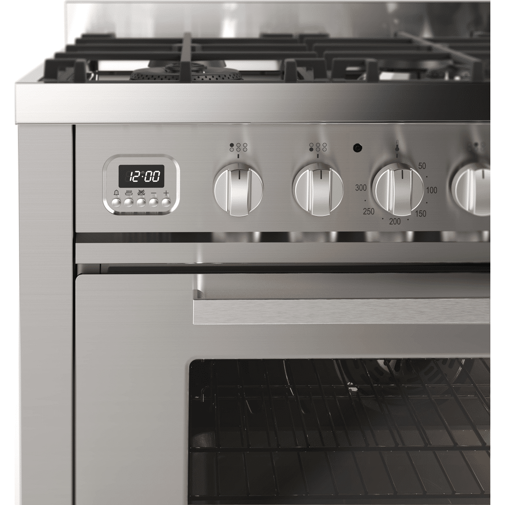 Ilve Rvs Gasfornuis 90cm Dubbele Oven Met Lade
