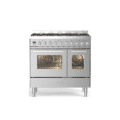 ILVE RVS gasfornuis 90cm dubbele oven met lade