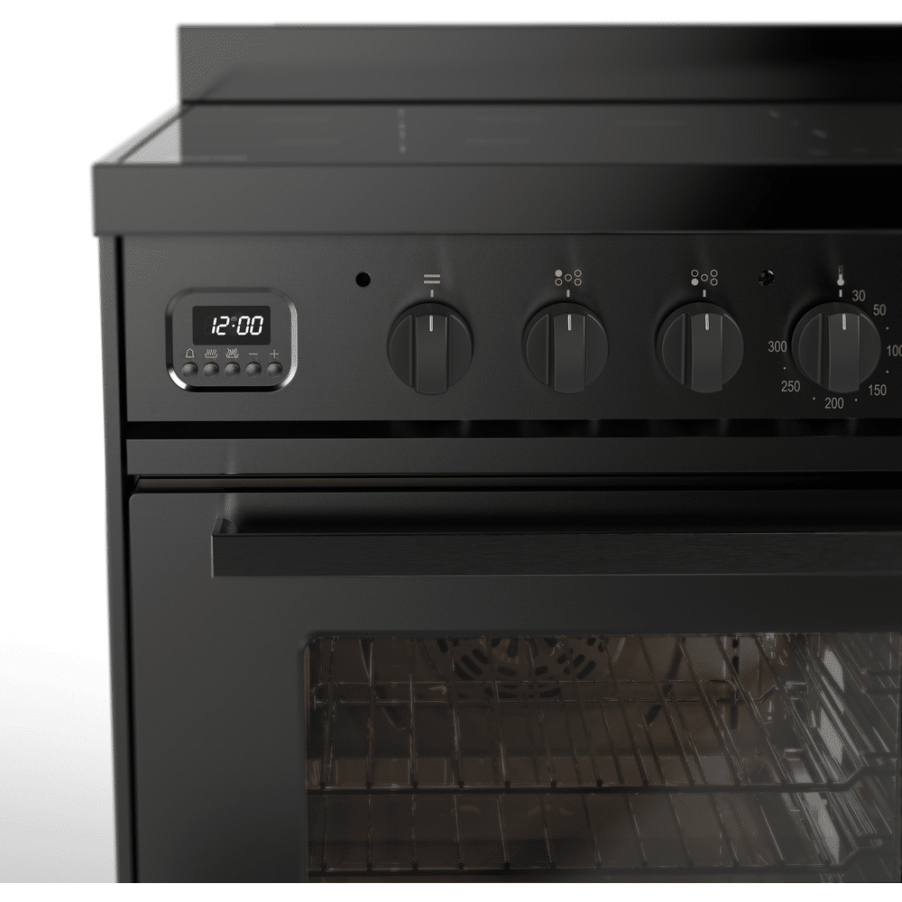 Ilve All Black Inductiefornuis 90cm Dubbele Oven Met Lade