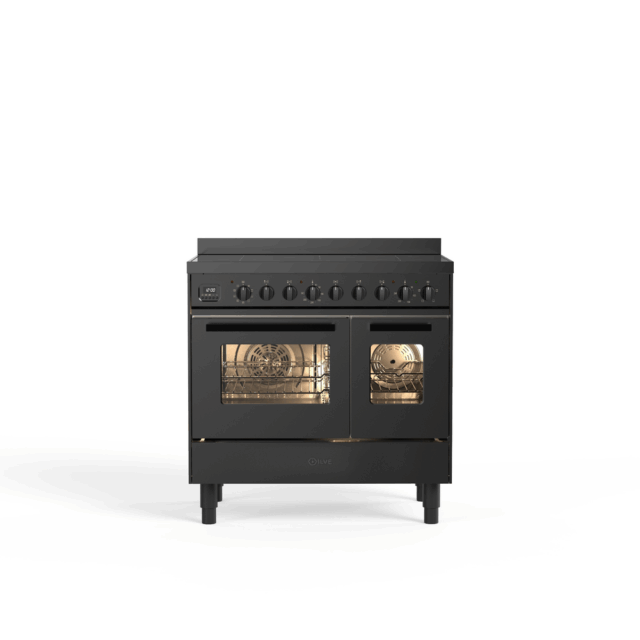 Ilve All Black Inductiefornuis 90cm Dubbele Oven Met Lade