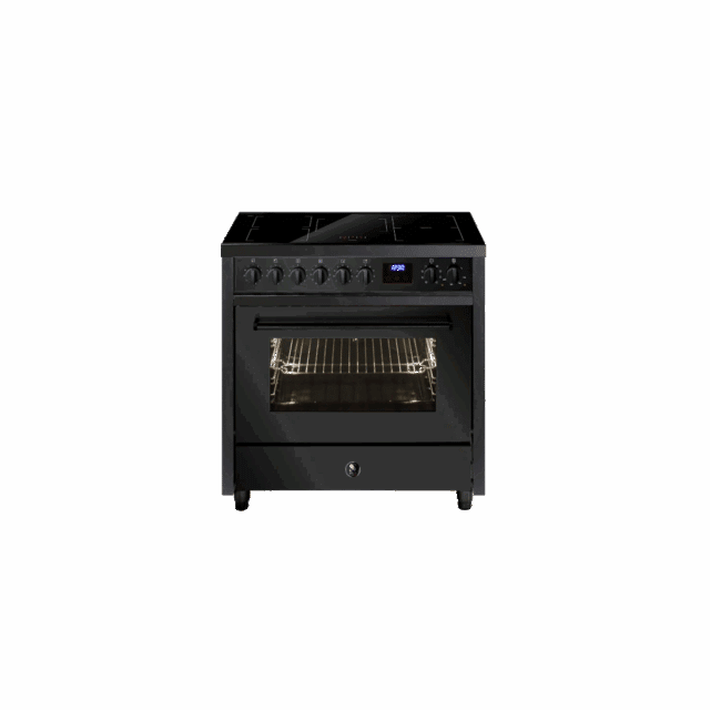 Steel Enfasi Pulse 90cm All Black Inductiefornuis Met 1 Oven Ep9f 5fiw Nf