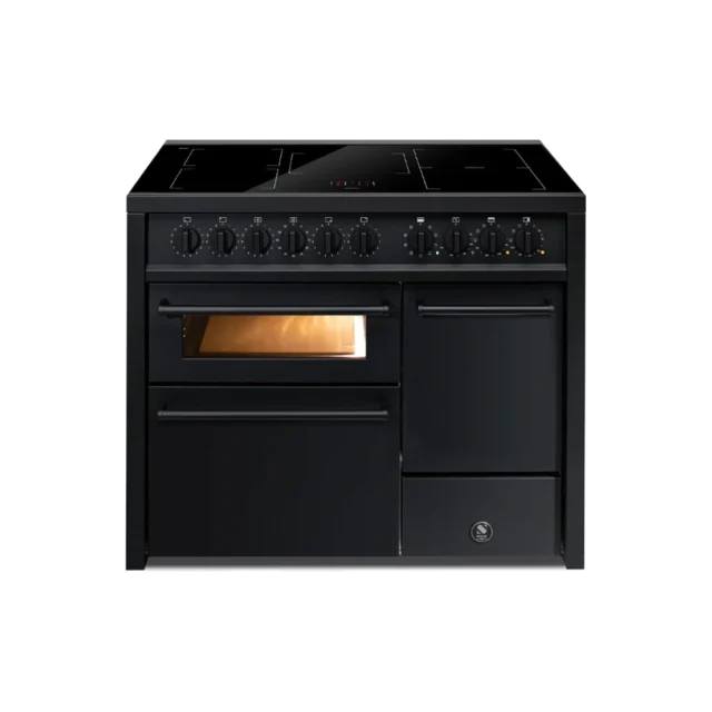 Steel Enfasi Inductiefornuis 100cm 3 Ovens Mat Zwart