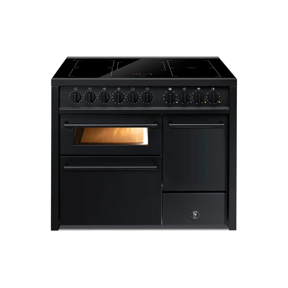 Steel Enfasi Inductiefornuis 100cm 3 Ovens Mat Zwart Steel Enfasi Inductiefornuis 100cm 3 Ovens Mat Zwart