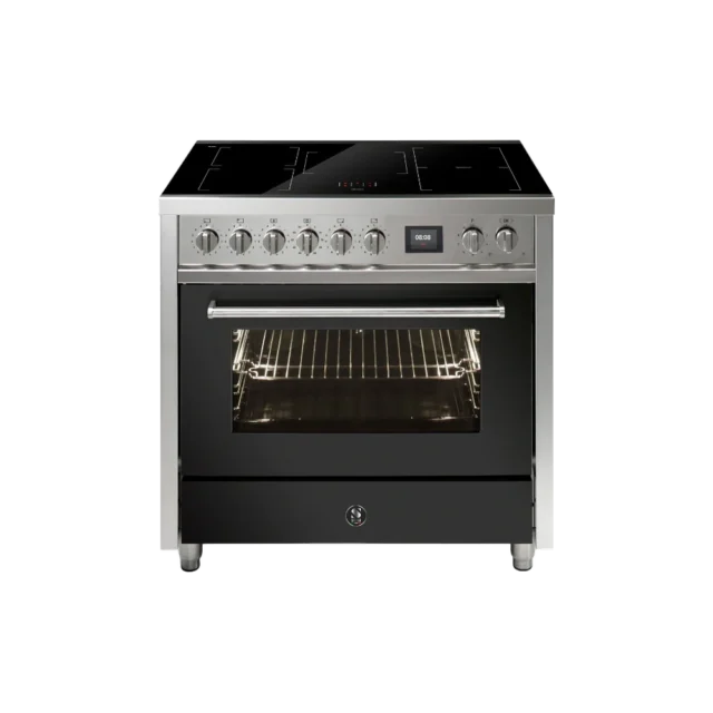 Steel Enfasi Inductiefornuis 90cm 1 Oven All Black