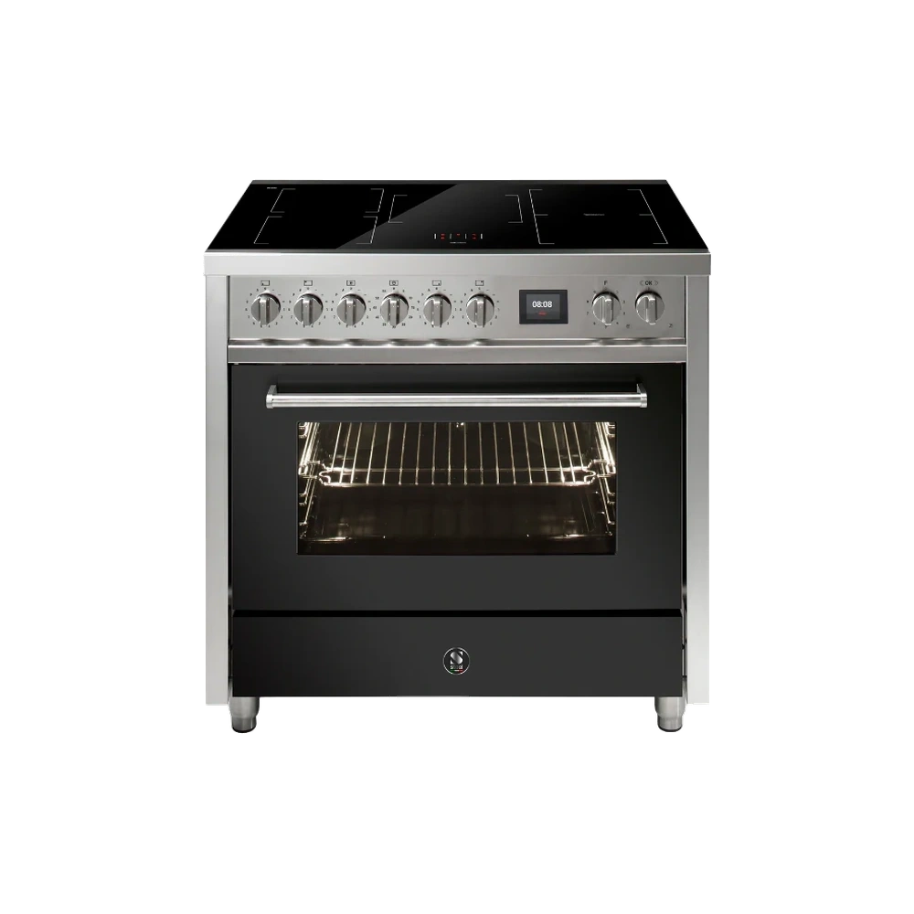 Steel Enfasi Inductiefornuis 90cm 1 Oven All Black
