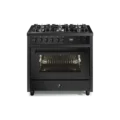 Steel Enfasi gasfornuis 90cm 1 oven 6-pits All Black