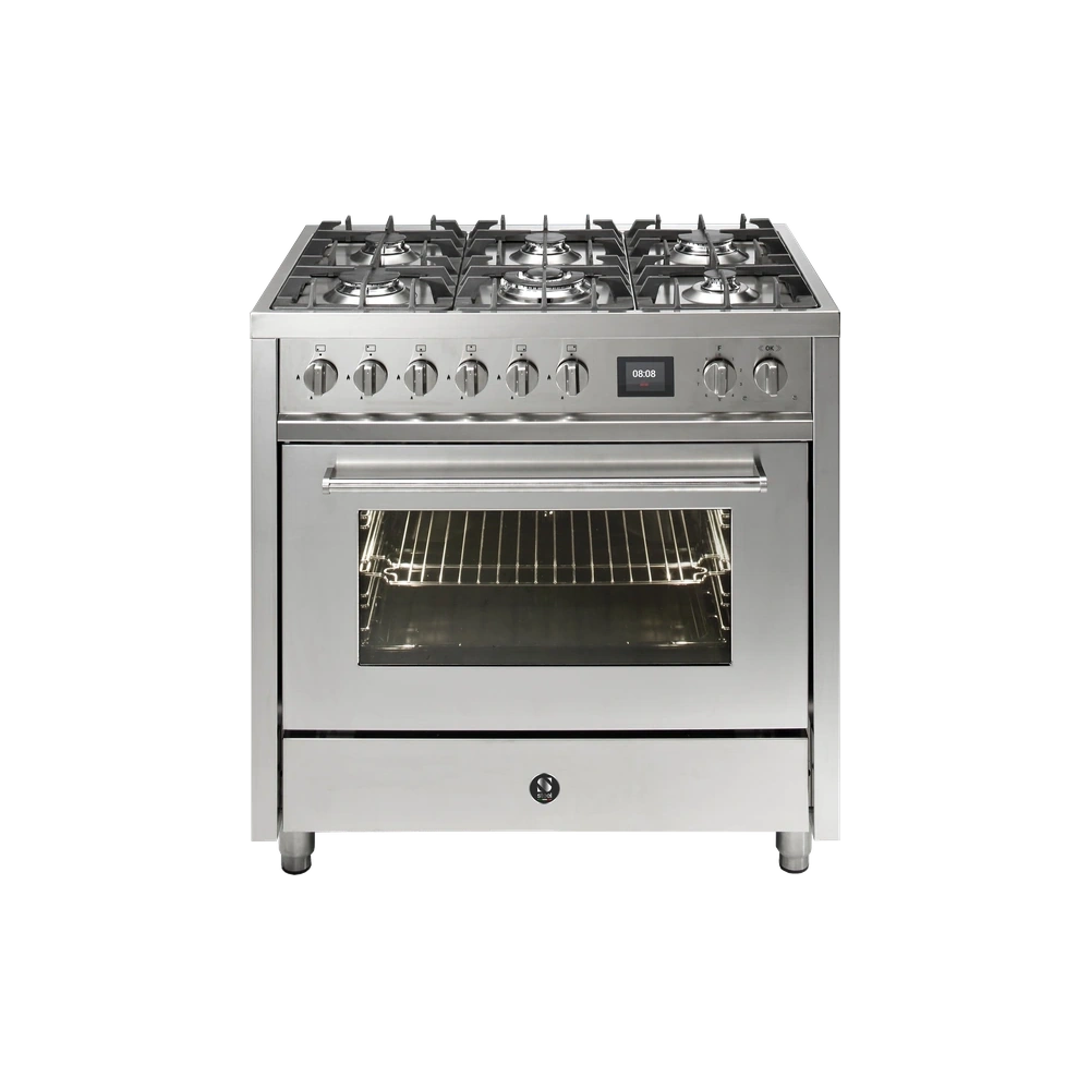 Steel Enfasi Gasfornuis 90cm 1 Oven 6 Pits
