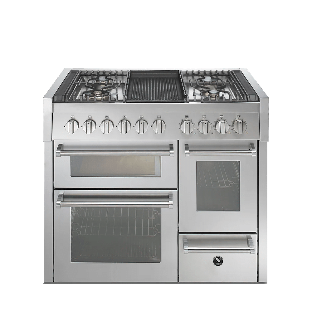 Steel Genesi Gasfornuis 100cm 3 Ovens 4 Pits