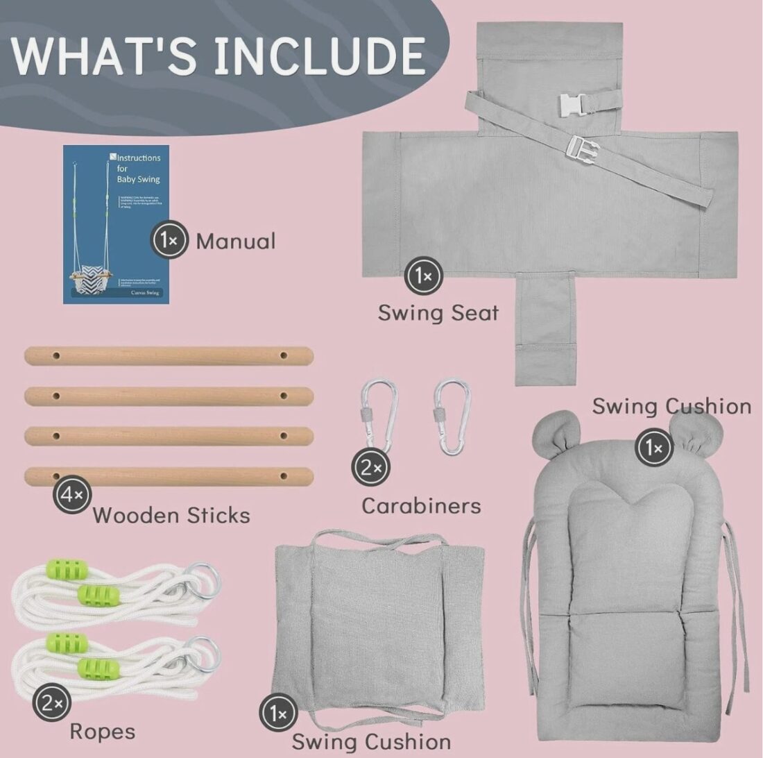 Babyschommel Met Berenoortjes Grijs