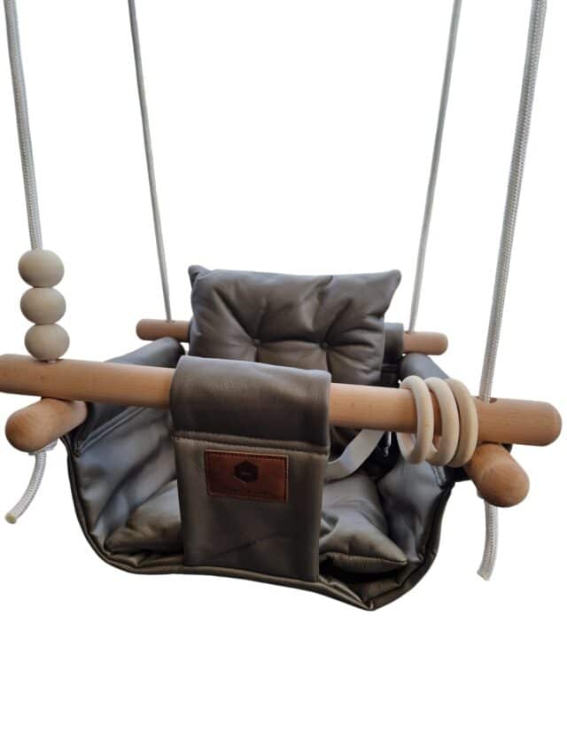 Babyschommel Olijfgroen Kussen Met Knoop