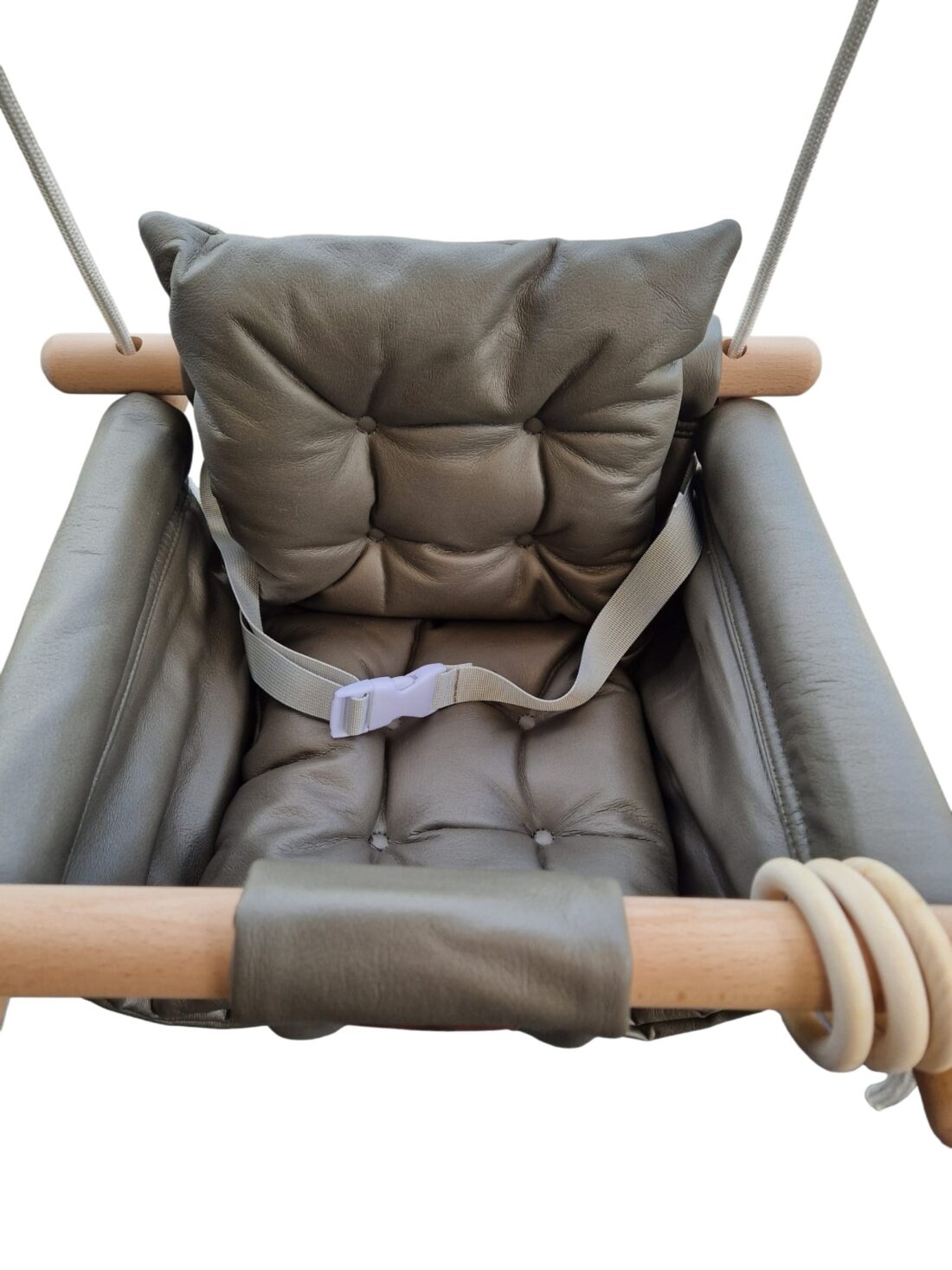 Babyschommel Olijfgroen Kussen Met Knoop Babyschommel Olijfgroen Kussen Met Knoop