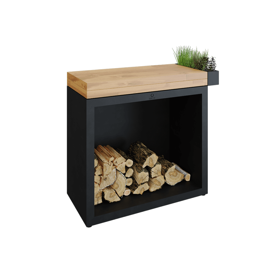 Ofyr Butcher Block Storage 90 Black Teak