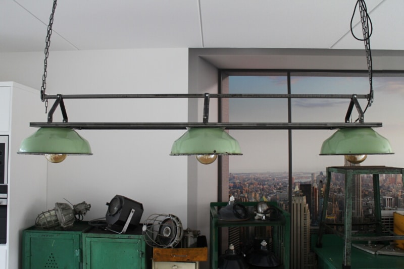 Industrial hanging lamp green