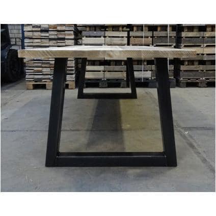Oak dining table with steel legs
