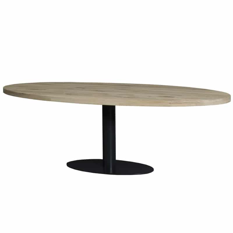 oval dining table black base