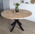 Lawica round herringbone oak table with matrix base 8 x 4cm with black coating