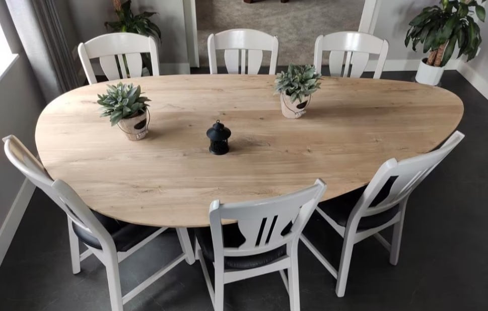 Pebble Organic Oak Table Including Base of Your Choice