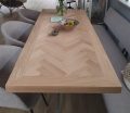 Mosina herringbone oak table 200 x 80 x 6cm with base matrix thin 3 x 3cm with black coating