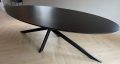 Obra oval oak table 270 x 120 x 4 with tapered edge 1 x 45 degrees rounded color black with matrix base 8 x 4cm black coating