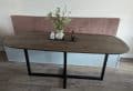 Torun Danish oak table 180x80x4cm edge finish convex with color mid brown with L base 4x4cm black