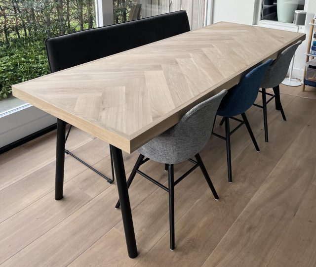 Osla Eiken Visgraat Tafel Incl Onderstel Naar Keuze