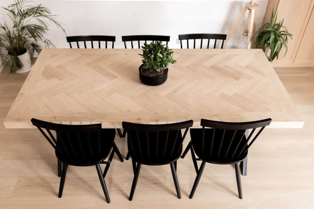 Mosina Eiken Visgraat Tafel Incl Onderstel Naar Keuze