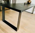 Mosina herringbone oak table 230 x 90 x 6cm color black with U frame 12x1cm black coating