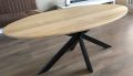 Obra oval oak table 180 x 90 x4cm with 1 x 45 degree tapered edge with matrix 8 x 4cm base with black coating