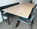 Kulin oak table 200 x 100 x 4cm color Cloud with 1x45 degree tapered edge with matrix base 8x4cm with black coating