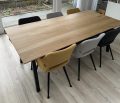 Kulin oak table 200 x 100 x 4cm with 1x45 degree tapered edge with A base 5x5cm with black coating