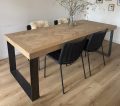 Mosina herringbone oak table 220 x 100 x 8cm with U base 12x1cm black coating