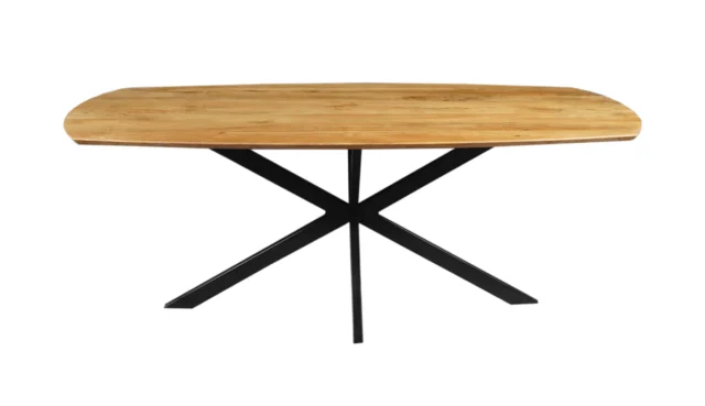 Stół do jadalni z drewna mango 160x90 cm duńska owalna noga pająka 25 mm blat ze stożkową krawędzią 8211 teraz w magazynie dostawa w ciągu 7 dni
