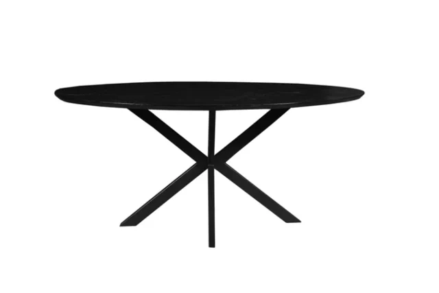 Mangohouten Eettafel 300x130cm Ovaal 25mm Blad Met Verjongde Rand Zwart 8211 Nu Op Voorraad Binnen 7 Dagen In Huis
