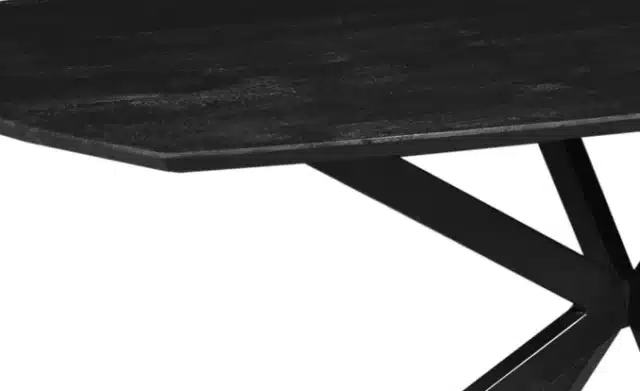 Stół do jadalni z drewna mango 240x110 cm duńska owalna noga pająka 25 mm blat ze stożkową krawędzią czarny 8211 teraz w magazynie dostawa w ciągu 7 dni