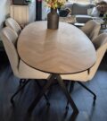 Demlin Danish oval herringbone table