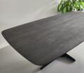 Torun Deens ovale eiken tafel (rechte vorm) 210 x 100 x 4cm met verjongde rand 1 x 45 graden kleur Dark Oak met onderstel Quatro met 20cm diam buis met zwarte coating Torun Deens ovale eiken tafel (rechte vorm) 210 x 100 x 4cm met verjongde rand 1 x 45 graden kleur Dark Oak met onderstel Quatro met 20cm diam buis met zwarte coating