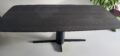 Torun Deens ovale eiken tafel (rechte vorm) 210 x 100 x 4cm met verjongde rand 1 x 45 graden kleur Dark Oak met onderstel Quatro met 20cm diam buis met zwarte coating