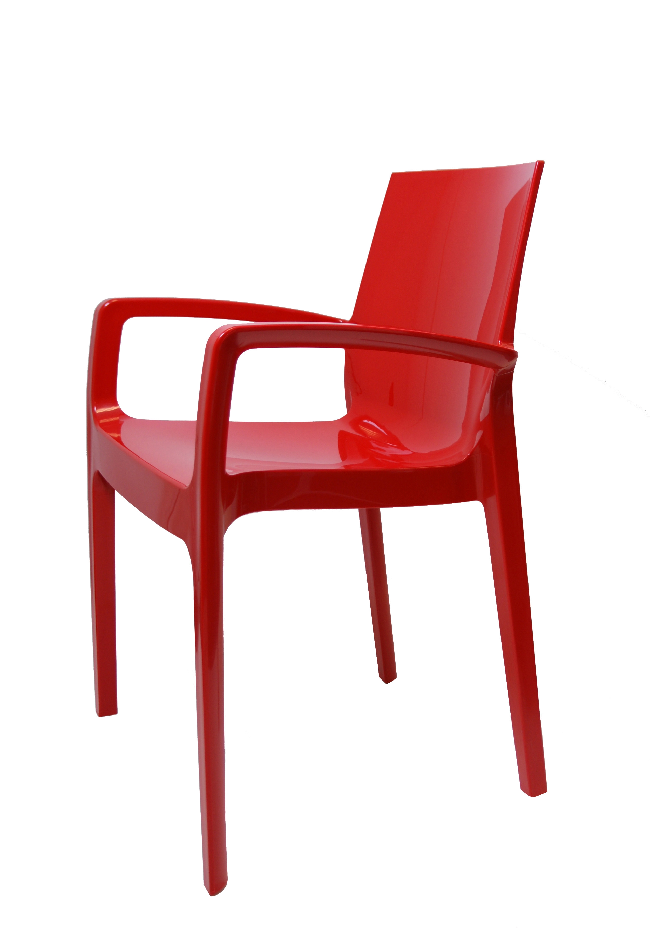 Kunststof stoel glossy armleggers rood Kunststof stoel glossy armleggers rood
